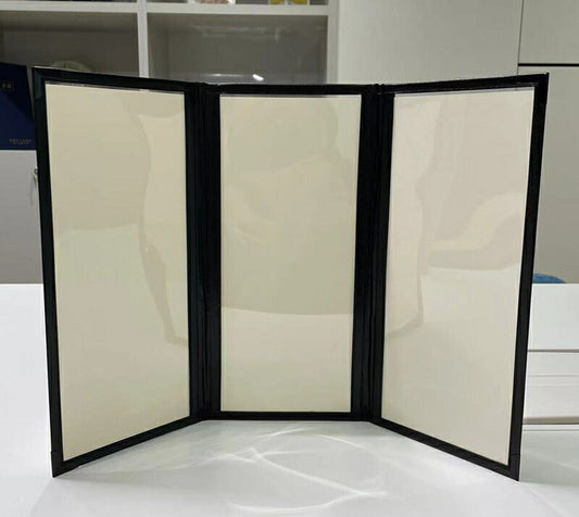 特別仕様 スリム 6ページ 三つ折 メニューブック BC コーナー金具が黒